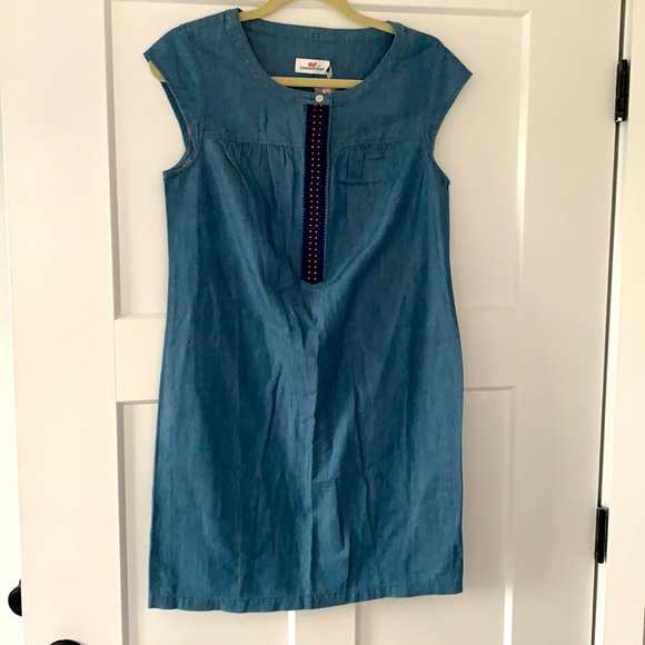 Vineyard Vines Dresses & Skirts - Vineyard Vines Chambray Embellished Shirt Dress